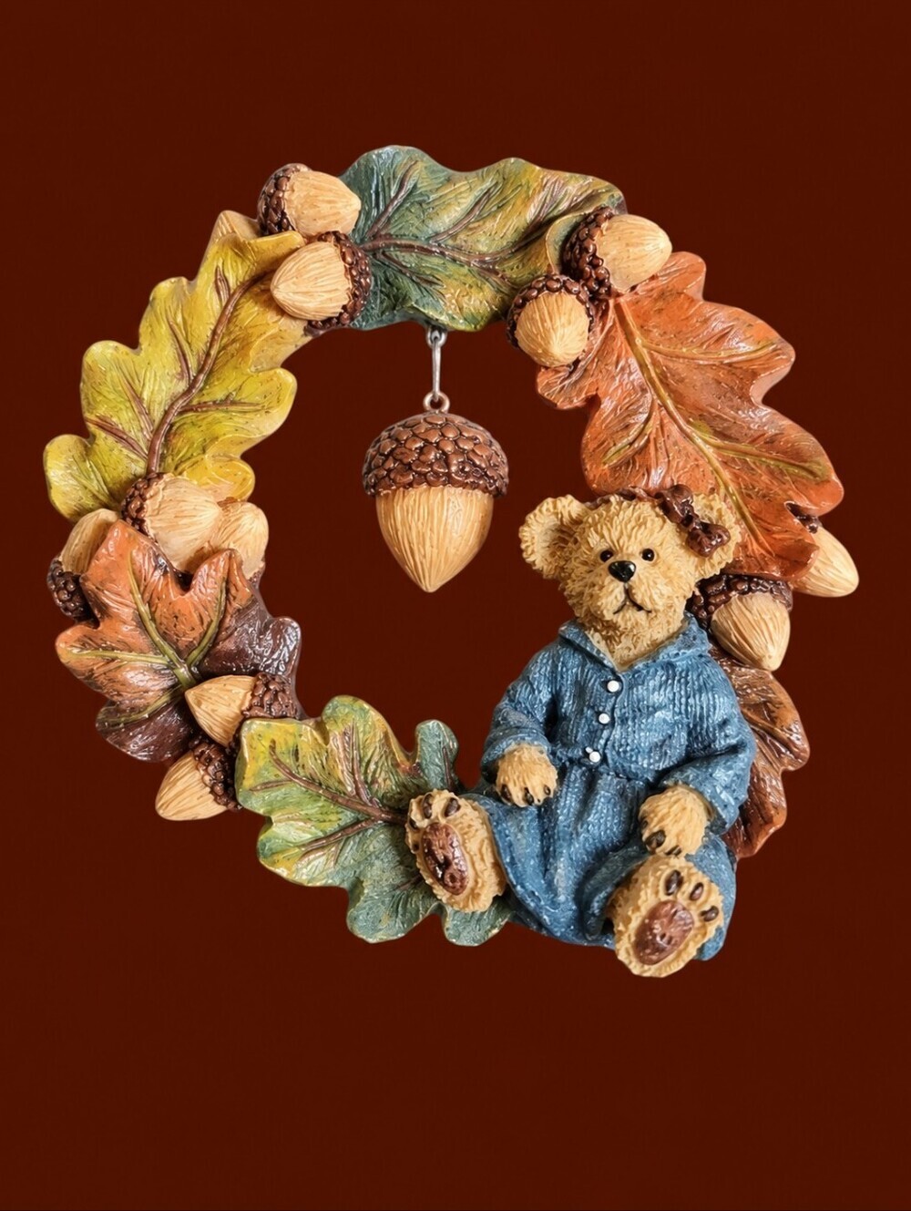 3/$30 Boyd's Bear Fall Autumn Wreath Resin Brooch Pin